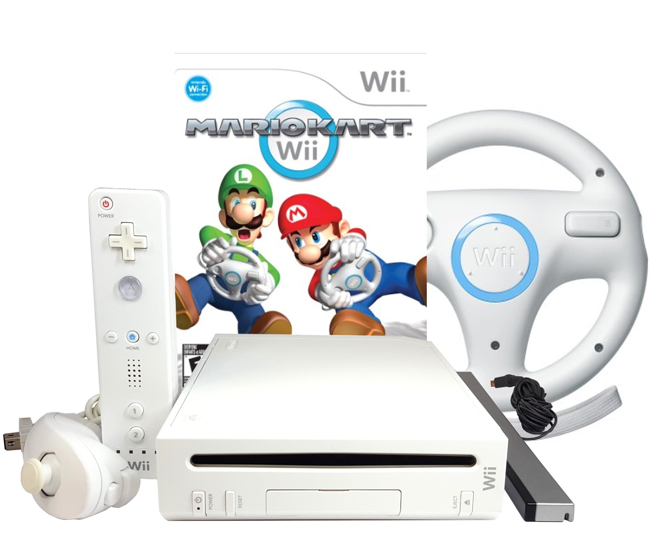 Restored Nintendo Wii Console Mario Kart Wii and Wheel - White (Refurbished)