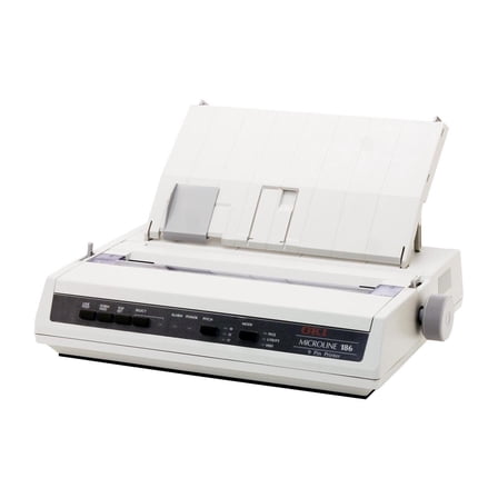 Restored Oki MICROLINE 186 Dot Matrix Printer – High-Speed Impact Printer, 136 Columns, Serial, Parallel, USB, Continuous & Cut Sheet Paper Support