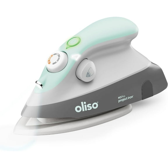 Oliso M3Pro Project Steam Iron with Solemate - for Sewing, Quilting, Crafting, and Travel | 1000 Watt Ceramic Soleplate Steam Iron | Aqua