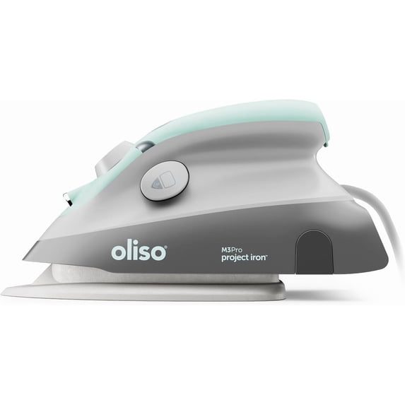 oliso M3Pro Project Steam Iron with Solemate - for Sewing, Quilting, Crafting, and Travel | 1000 Watt Ceramic Soleplate Steam Iron | Pistachio