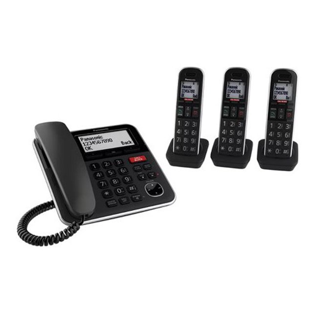 Restored Panasonic KXTG2153SK Four Handset Corded/Cordless PhoneDECT