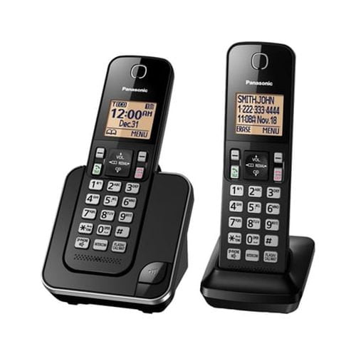 Restored Panasonic KX-TGC352B Cordless Phone Amber Backlit Display - Black (Refurbished)