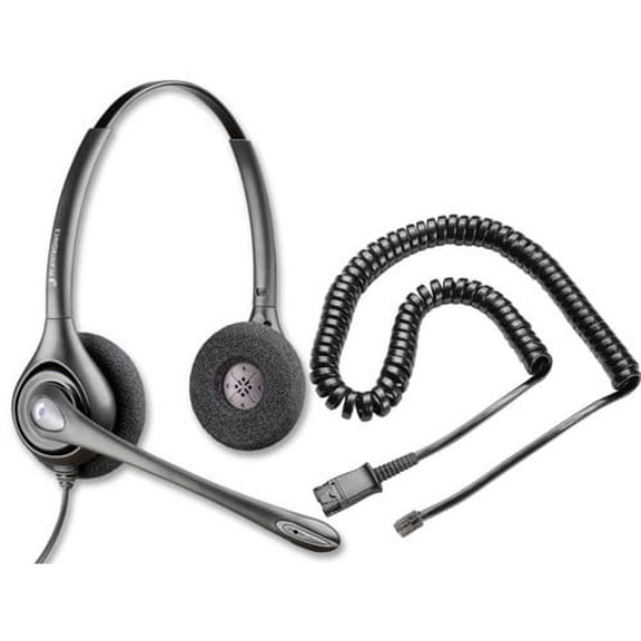 Restored Plantronics SupraPlus HW261N with QD Polaris Cable Dual Earpiece Wideband Headset (Refurbished)