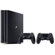 Restored PlayStation 4 Pro 1TB Console with 2 Dualshock 4 Wireless Controllers, Jet Black
