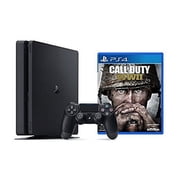 Restored Sony PlayStation 4 Slim 1TB Console Call Of Duty WWII Bundle, Black