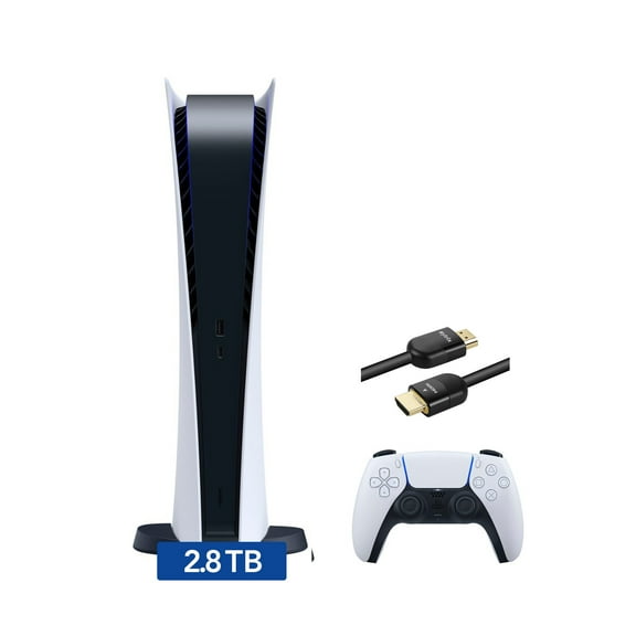 Restored PlayStation 5 Digital Version 2.8TB SSD Console with Wireless Dualsense Controller - PS5 Gaming System, White (Refurbished)