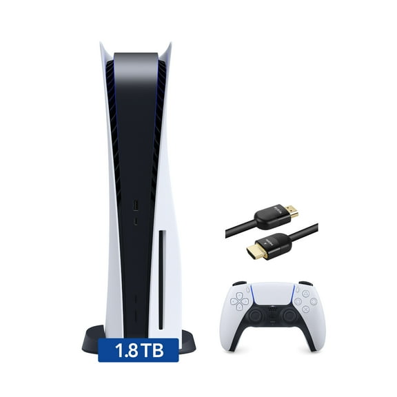 Restored PlayStation 5 Disc Version 1.8TB SSD Console with Wireless Dualsense Controller - PS5 Gaming System, White (Refurbished)