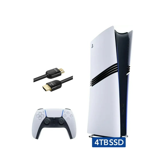 Restored PlayStation 5 Pro with 4TB SSD Storage, Wireless Dualsense Controller - PS5 Pro Gaming System, White (Refurbished)