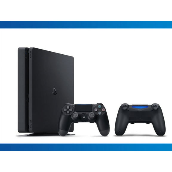 Restored PlayStation Slim 1TB Console Dualshock 4 Wireless Controller Jet Black Bundle 2 Items (Refurbished)