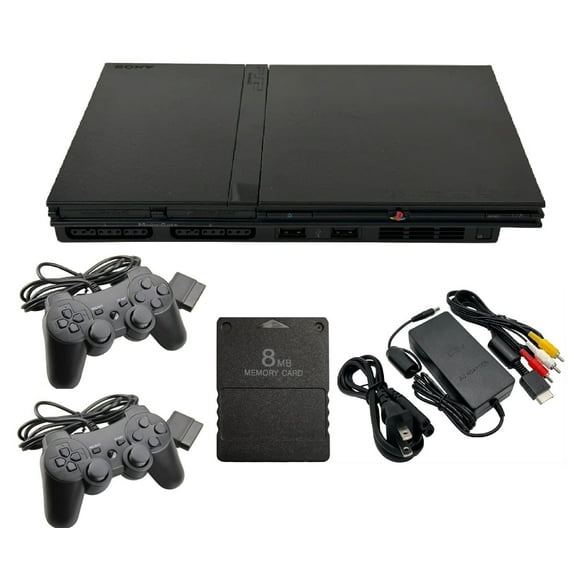 Restored PlayStation 2 PS2 Slim Video Game Console with 8MB Data Storage, Black