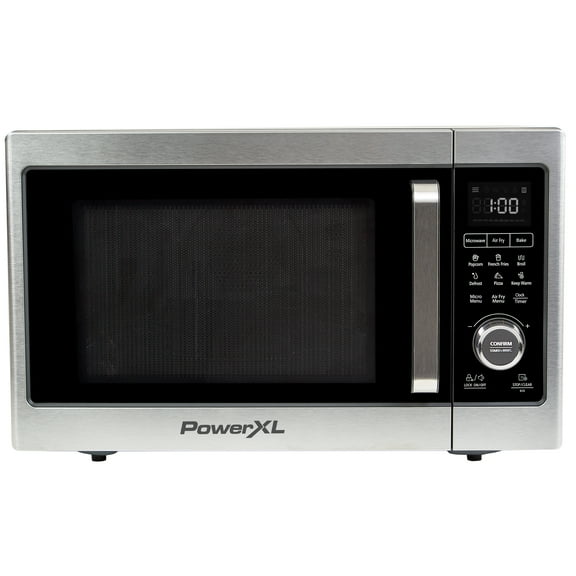 Restored PowerXL Microwave Air Fryer Plus, Stainless Steel Black, 1cu. ft. (Refurbished)