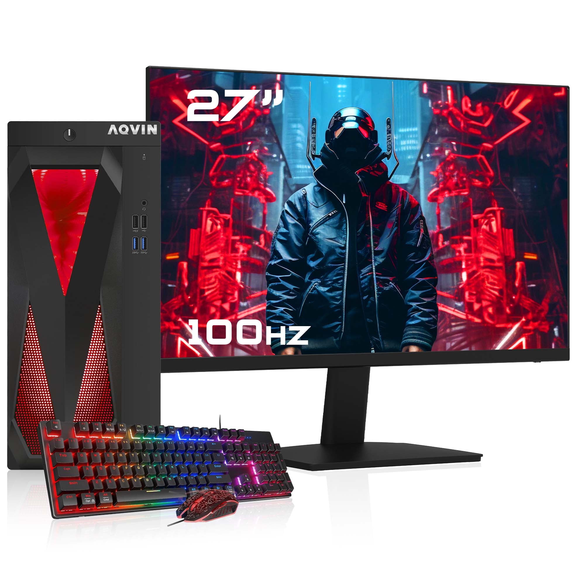 Restored Prebuilt RGB Gaming PC Combo AQVIN | New 27-inch FHD Monitor | Intel i7 | 32GB RAM | 1TB SSD | NVIDIA GeForce GTX 1050Ti 4GB | Windows 10 Pro - Black - (Refurbished)