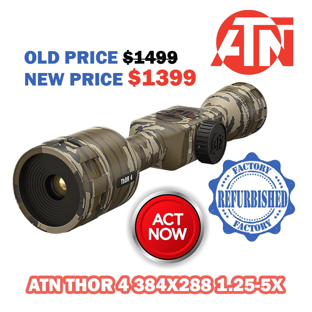 Restored Premium ATN Thor 4 384 1.25-5x Bottomland Thermal Rifle Scope (Refurbished)