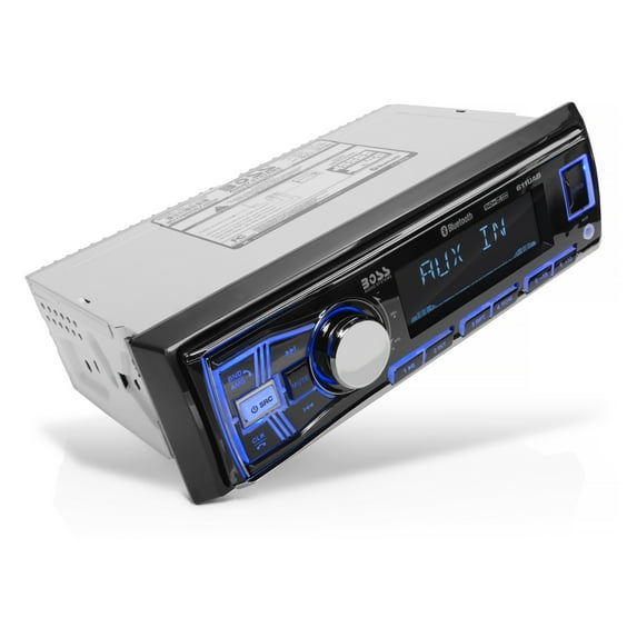 Restored Premium BOSS Audio Systems 611UAB Car Audio Stereo System Single Din, Bluetooth Audio and Calling Head Unit, Aux Input, USB, Mechless, No CD/DVD Player, AM/FM Radio Receiver (Refurbished)