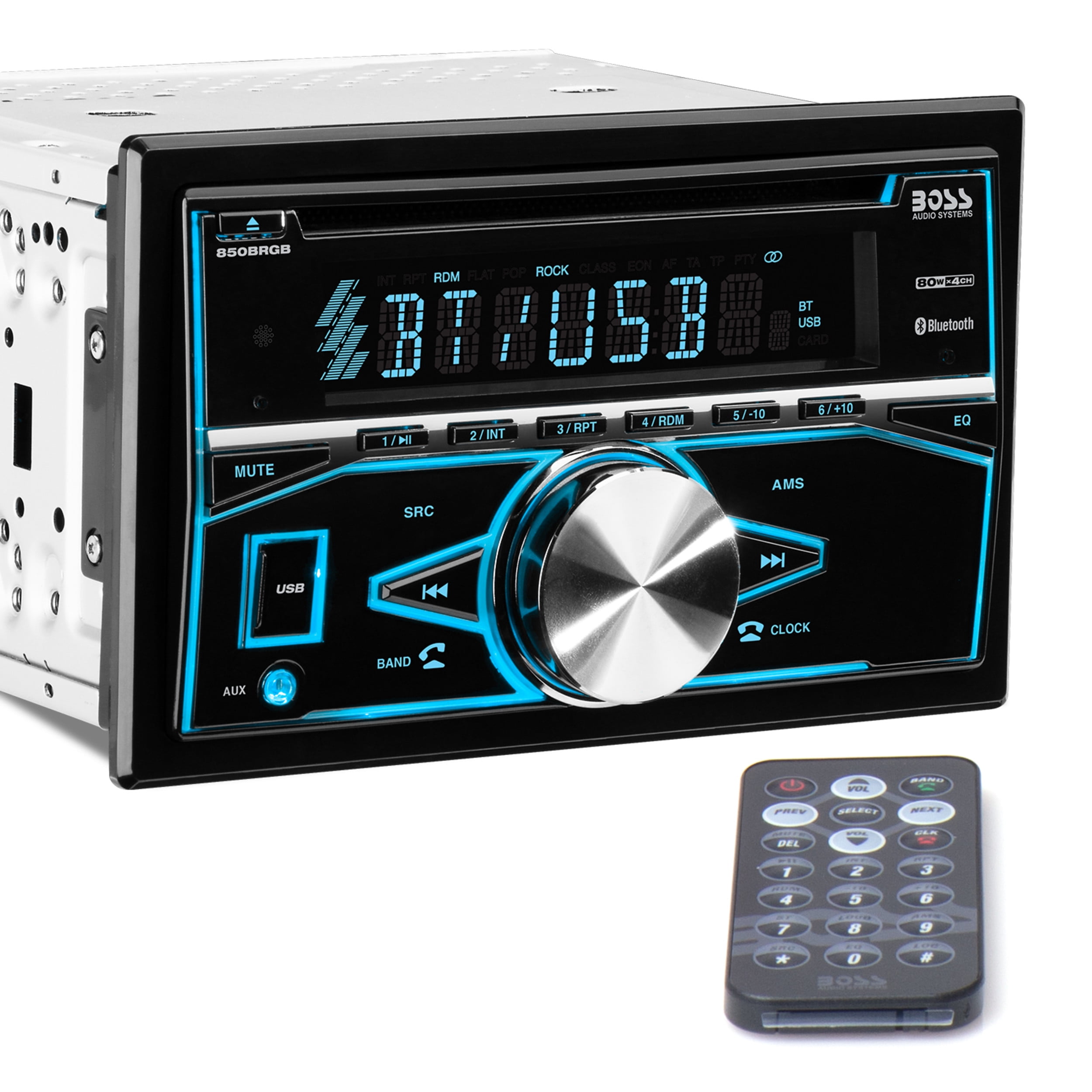 Restored Premium BOSS Audio Systems 850BRGB Car Audio Stereo System Double Din, Bluetooth, Aux In, USB, CD Player, Multi Color Illumination, AM/FM Radio (Refurbished)