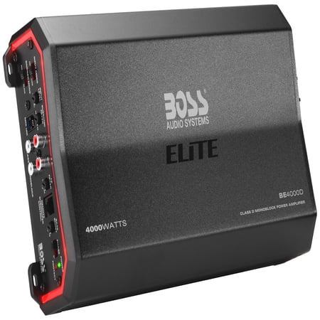 Restored Premium BOSS Audio Systems BE4000D Elite Series Car Audio Amplifier - 4000 High Output, Class D, Monoblock, 1/8 Ohm, High/Low Level Inputs, Low Pass Crossover, Hook Up To Stereo (Refurbished)