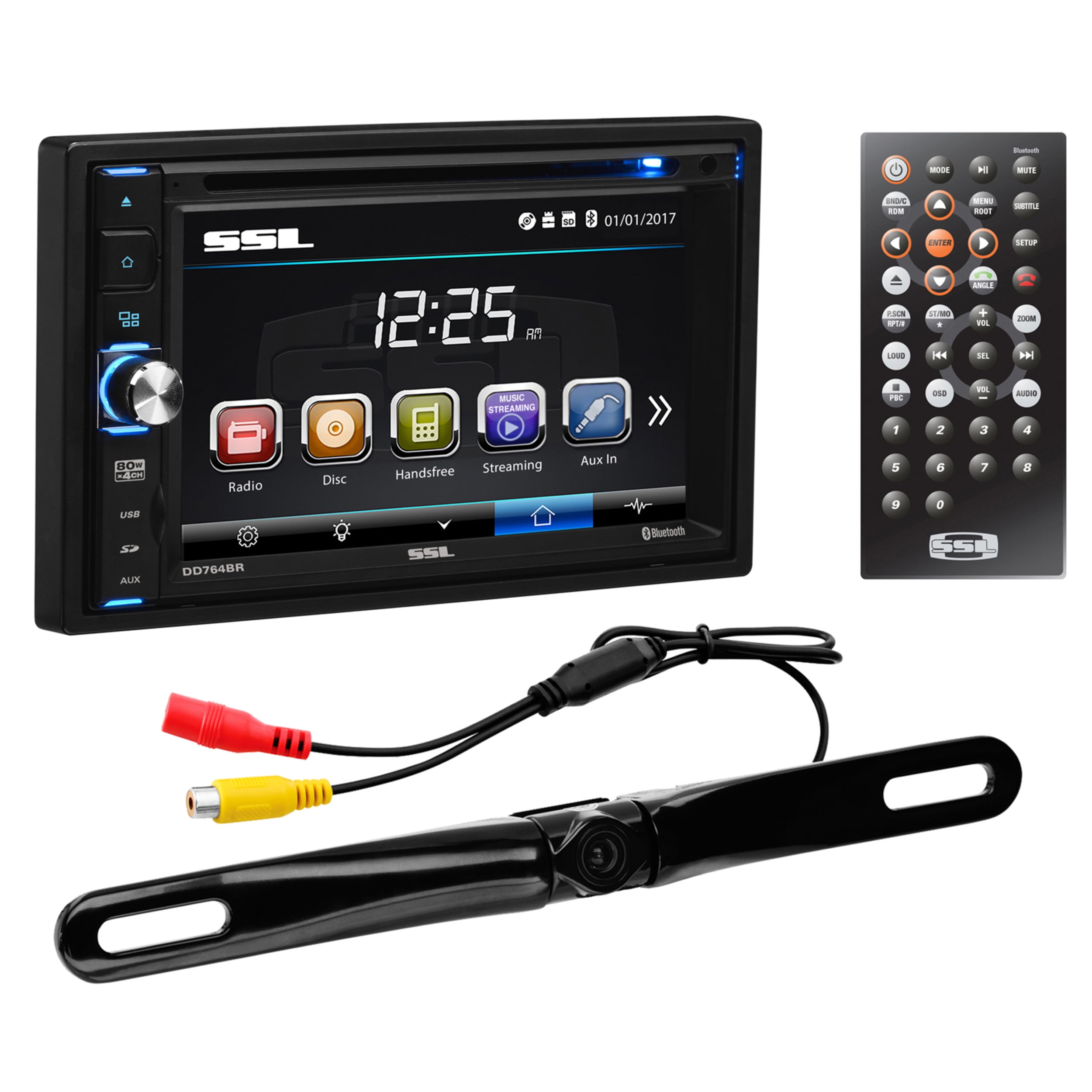 Restored Premium Sound Storm Laboratories DD764BR Car Audio Stereo System 6.2 Inch Double Din, Touchscreen, Bluetooth Audio and Calling Head Unit, CD Player, USB, Radio, Rear Camera, (Refurbished)
