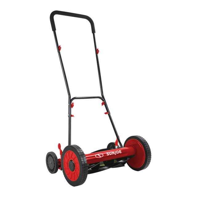 Restored Premium Sun Joe MJ504M 16inch Manual Reel Mower Without Grass Catcher Red