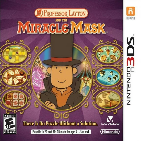 Restored Professor Layton and The Miracle Mask (Nintendo 3DS, 2012) Puzzle Game (Refurbished)