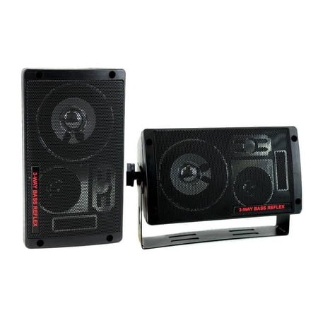 Restored Pyramid 300W 3Way Car Audio Mini Box Speakers Stereo System (Pair), (Refurbished)
