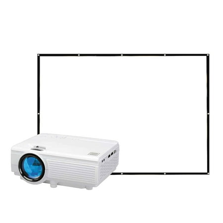 Restored RCA, 480P LCD HD Home Theater Projector with Bonus 100" Fold up Projector Screen, RPJ166-Combo (Refurbished)