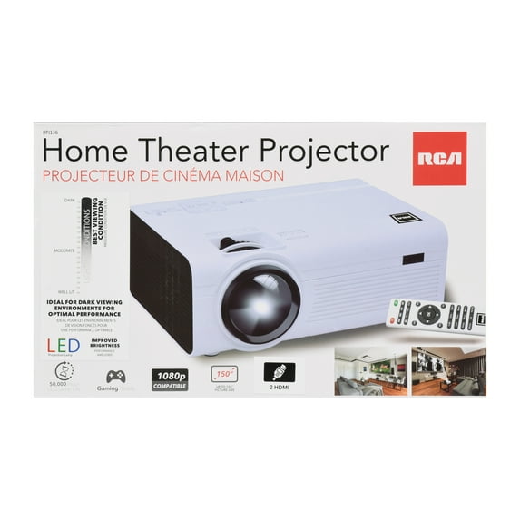 Restored RCA Projector 2000 Lumens 480p, 1080P compatible (No Lens Cap) - RPJ136 (Refurbished)