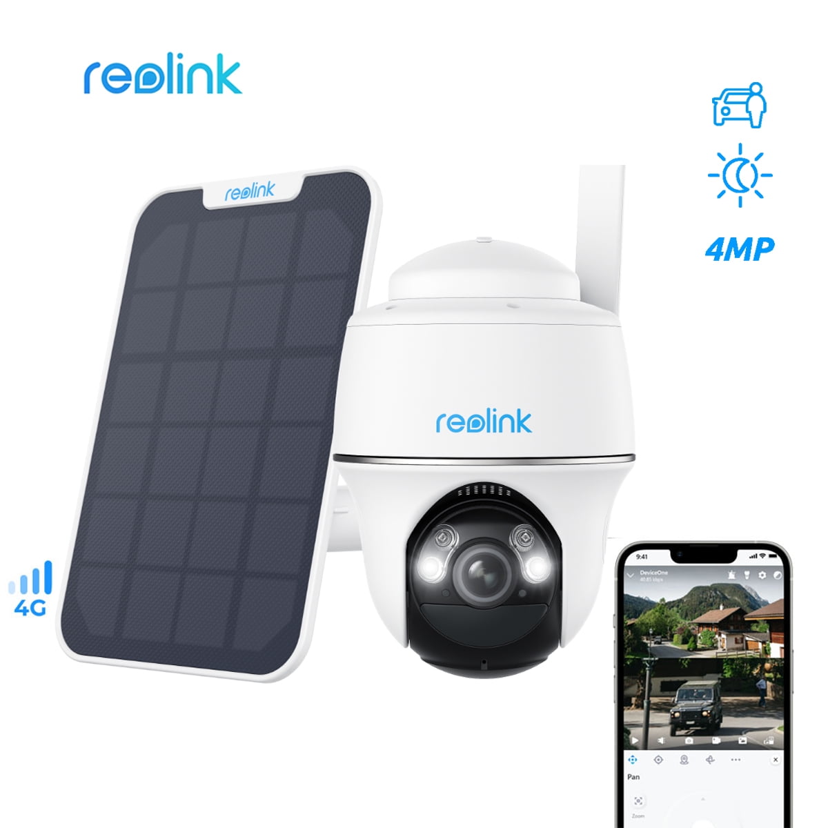 Restored Reolink 4MP 4G LTE Outdoor Wireless Battery Security Camera, Smart Detection Go PT Plus+SP (Refurbished)