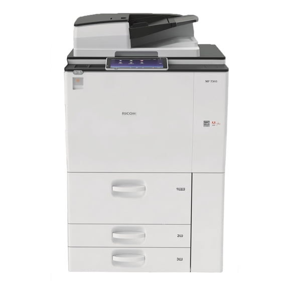 Restored Ricoh Aficio MP 7503 A3 Monochrome Laser Multifunction Printer – 75 PPM, Copy/Print/Scan, Duplex, High-Speed Office Printer
