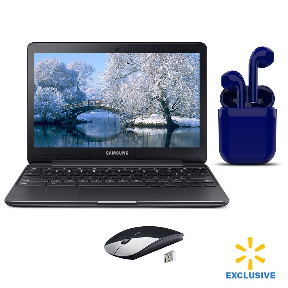 Restored | Samsung Chromebook | 11.6-inch | Intel Celeron N3050 | 4GB RAM | 16GB SSD | Bundle: USA Essentials Bluetooth/Wireless Airbuds, Wireless Mouse By Certified 2 Day Express - image 1 of 8