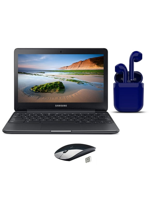 Restored | Samsung Chromebook | 11.6-inch | Intel Celeron N3060 | 4GB RAM 16GB SSD | Newest OS | Bundle: USA Essentials Bluetooth/Wireless Airbuds, Wireless Mouse By Certified 2 Day Express