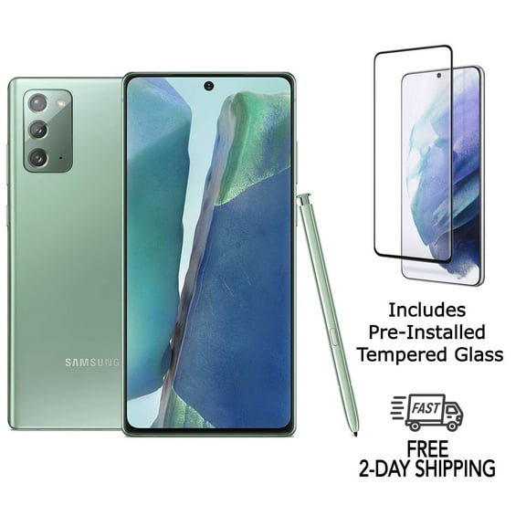 Restored Samsung Galaxy Note 20 5G N981U (Fully Unlocked) 128GB Mystic Green w/ Pre-Installed Tempered Glass (Refurbished)