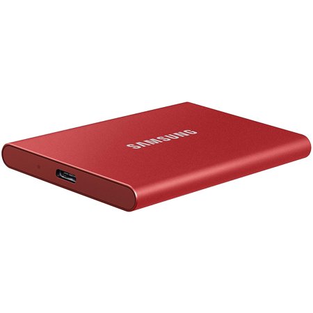 Restored Samsung MU-PC500R/AM T7 500GB External USB 3.2 Gen 2 Portable Solid State Drive with Hardware Encryption, Red (Refurbished)