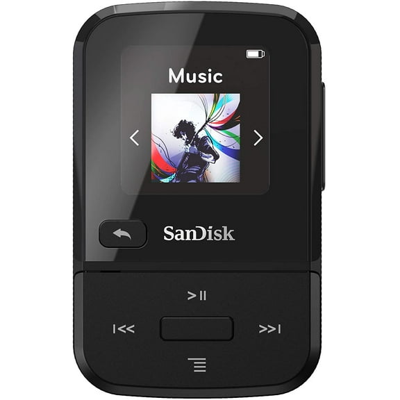 Restored SanDisk 16GB Clip Sport Go MP3 Player LED Screen and FM Radio Black (Refurbished)