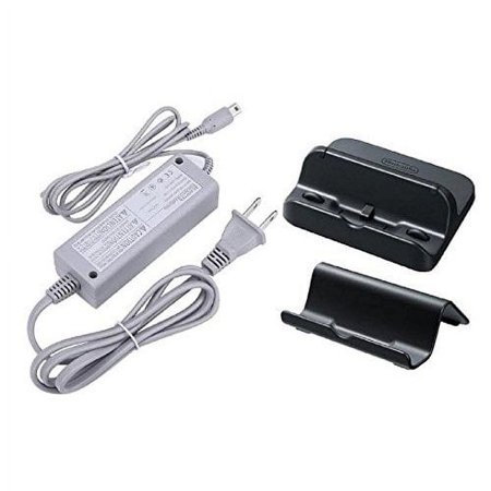 Restored Set Of 3 Power AC Charger Adapter For Nintendo Wii U Game Pad With Black Cradle And Stand Set Gamepad Charger (Refurbished)