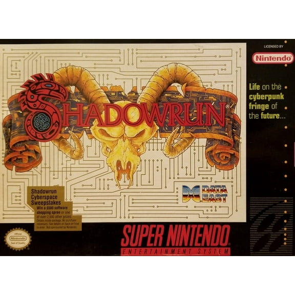 Restored Shadowrun (Super Nintendo, 1993) SNES RPG Game (Refurbished)