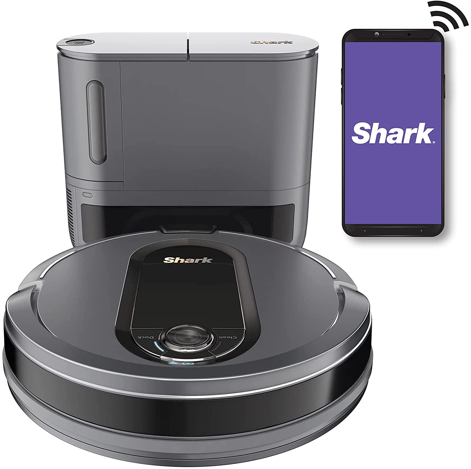 Restored Shark IQ QR1000 Wi-Fi Robot Vacuum W/ Self-Empty Base & Self-Cleaning Brushroll (Gray) - Certified Refurbished - image 1 of 2