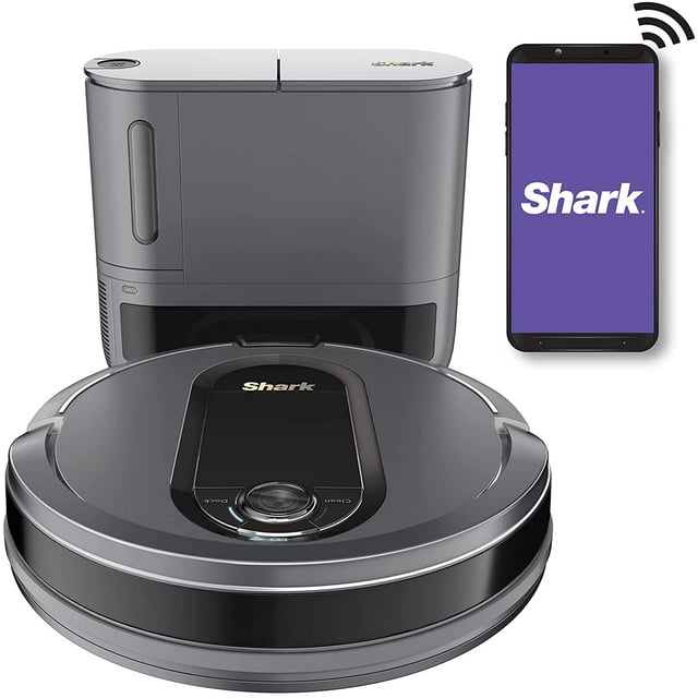 Restored Shark IQ QR1000 Wi-Fi Robot Vacuum W/ Self-Empty Base & Self-Cleaning Brushroll (Gray) - Certified Refurbished