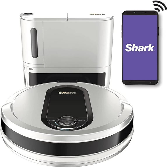 Restored Shark IQ QR1000 WiFi Robot Vacuum W/ SelfEmpty Base & SelfCleaning Brushroll (White) (Refurbished)