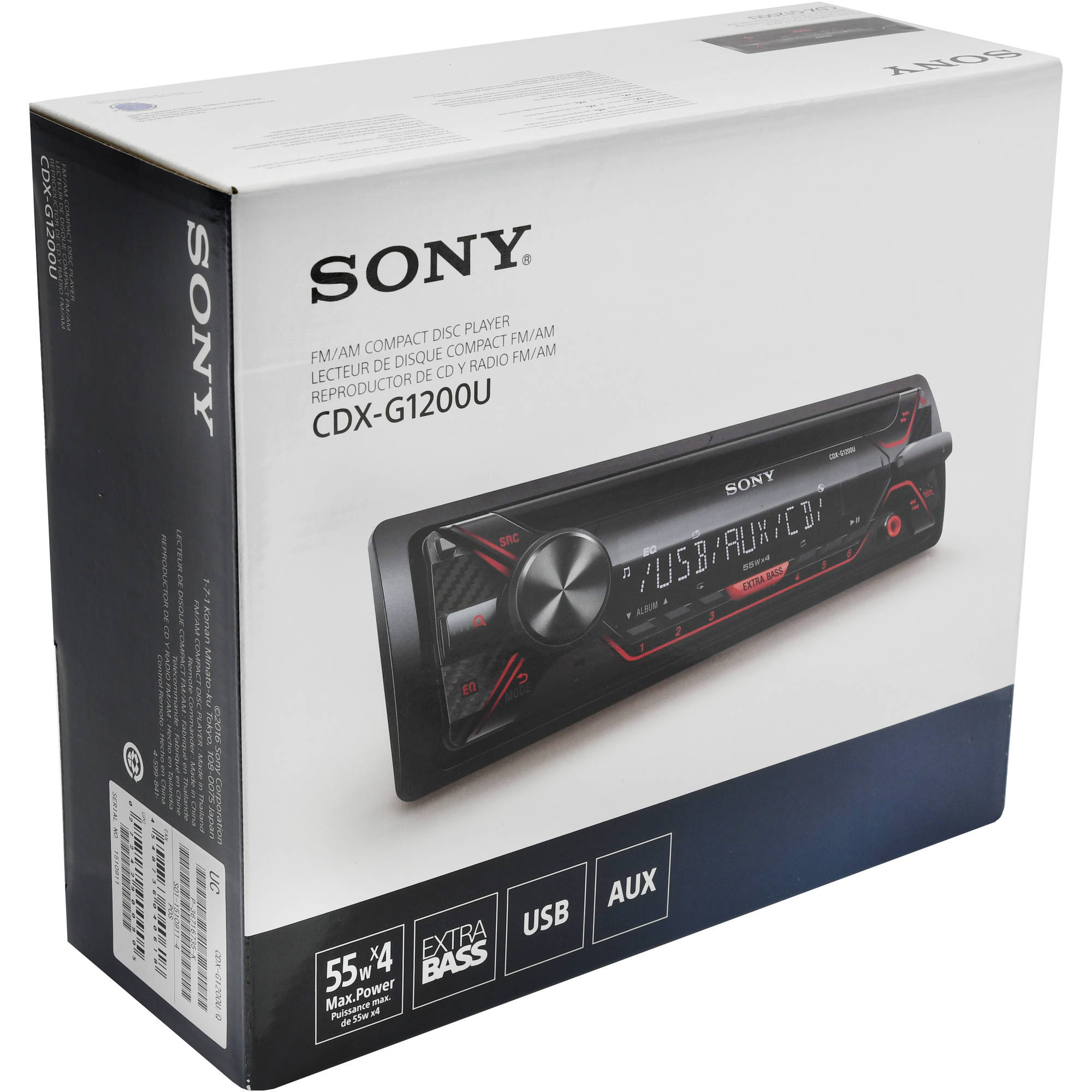 Restored Sony CDX-G1200U 55W CD Receiver with Enhanced Smartphone Connectivity (Refurbished) - image 1 of 5