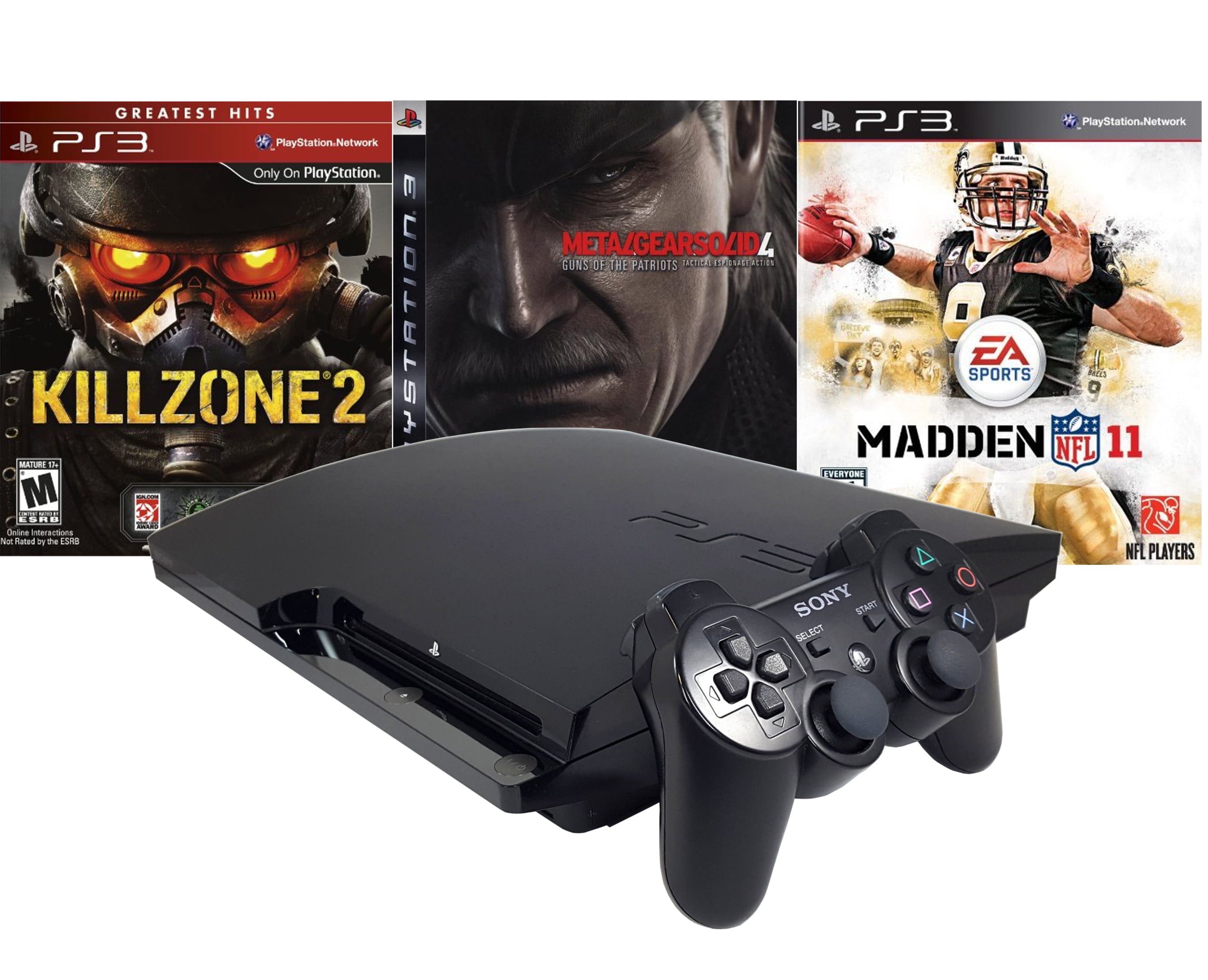 Sony Playstation 3 Slim 320gb Game Console System PS3 Bundle with 3 Games  Madden Killzone 2 Metal Gear Solid 4