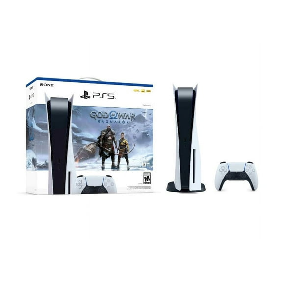 Restored Sony PS5 Console God of War Ragnarok Bundle, White (Refurbished)