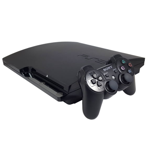Sony PlayStation 3 PS3 Slim 320GB video game console with black controller and HDMI