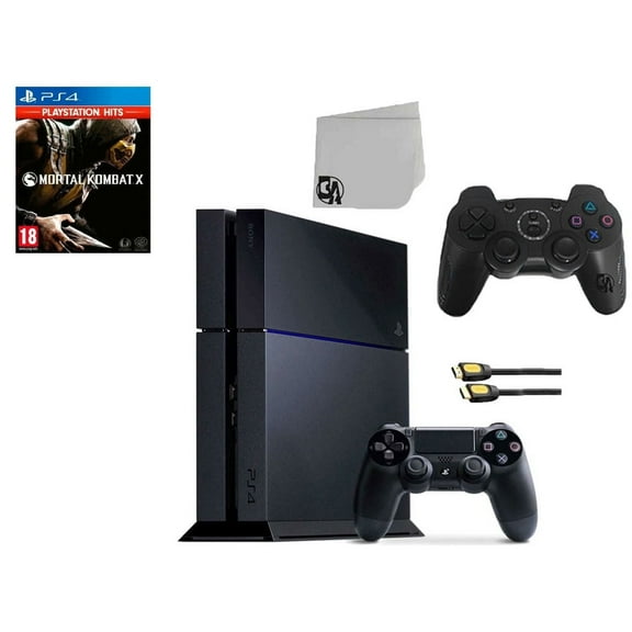 Restored Sony PlayStation 4 500GB Gaming Console Black 2 Controller Included with Mortal Kombat X BOLT AXTION Bundle (Refurbished)