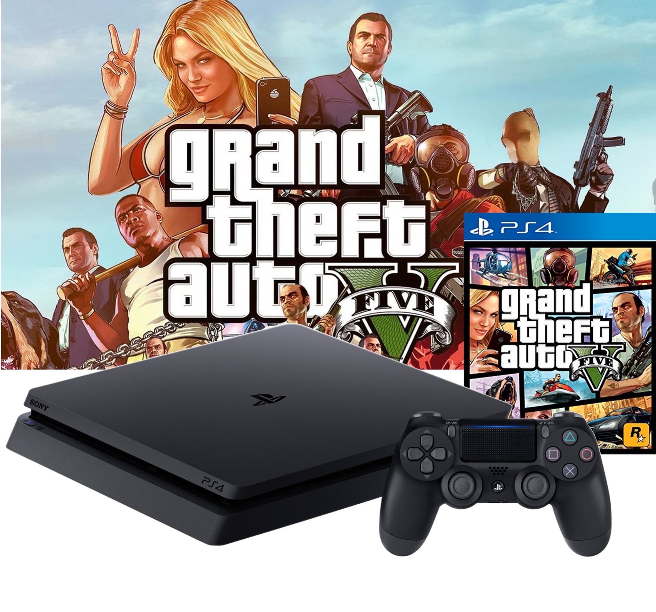 Restored Sony PlayStation 4 Slim 500GB + Grand Theft Auto V