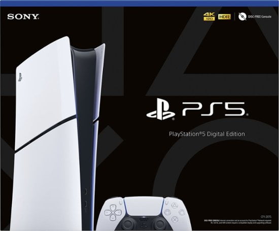 Restored Sony PlayStation 5 Slim Console Digital Edition - White (Refurbished)