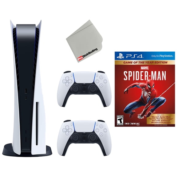 Restored Sony PlayStation 5 Disc Version 825GB with Extra Controller, Marvel's Spider-Man - Glacier White