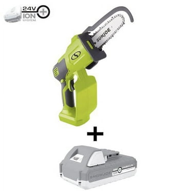 Restored Sun Joe 24V-HCS-LTE 24-Volt IONMAX Cordless Handheld Chainsaw 5-inch Pruning Saw Kit W/ 2.0-Ah Battery   Charger (Refurbished)
