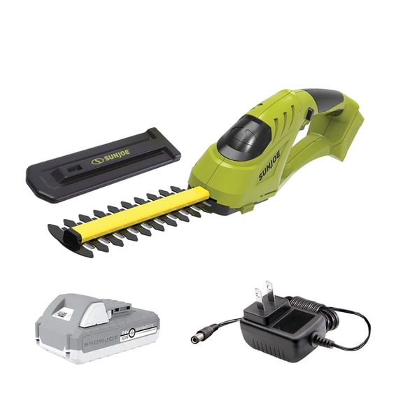 Restored Sun Joe 24V-SSEG-LTE 24-Volt Cordless Handheld Shrubber + Trimmer, Kit (w/ 2.0 Ah Battery + Quick Charger), 12 x 4 x 4 inches (Refurbished)