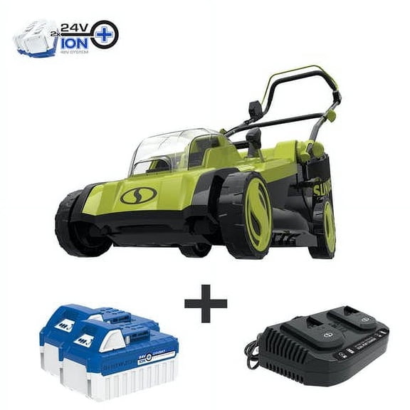 Restored Sun Joe 24V-X2-17LM 48V iON 17 in Cordless Mulching Lawn Mower Green (Refurbished)