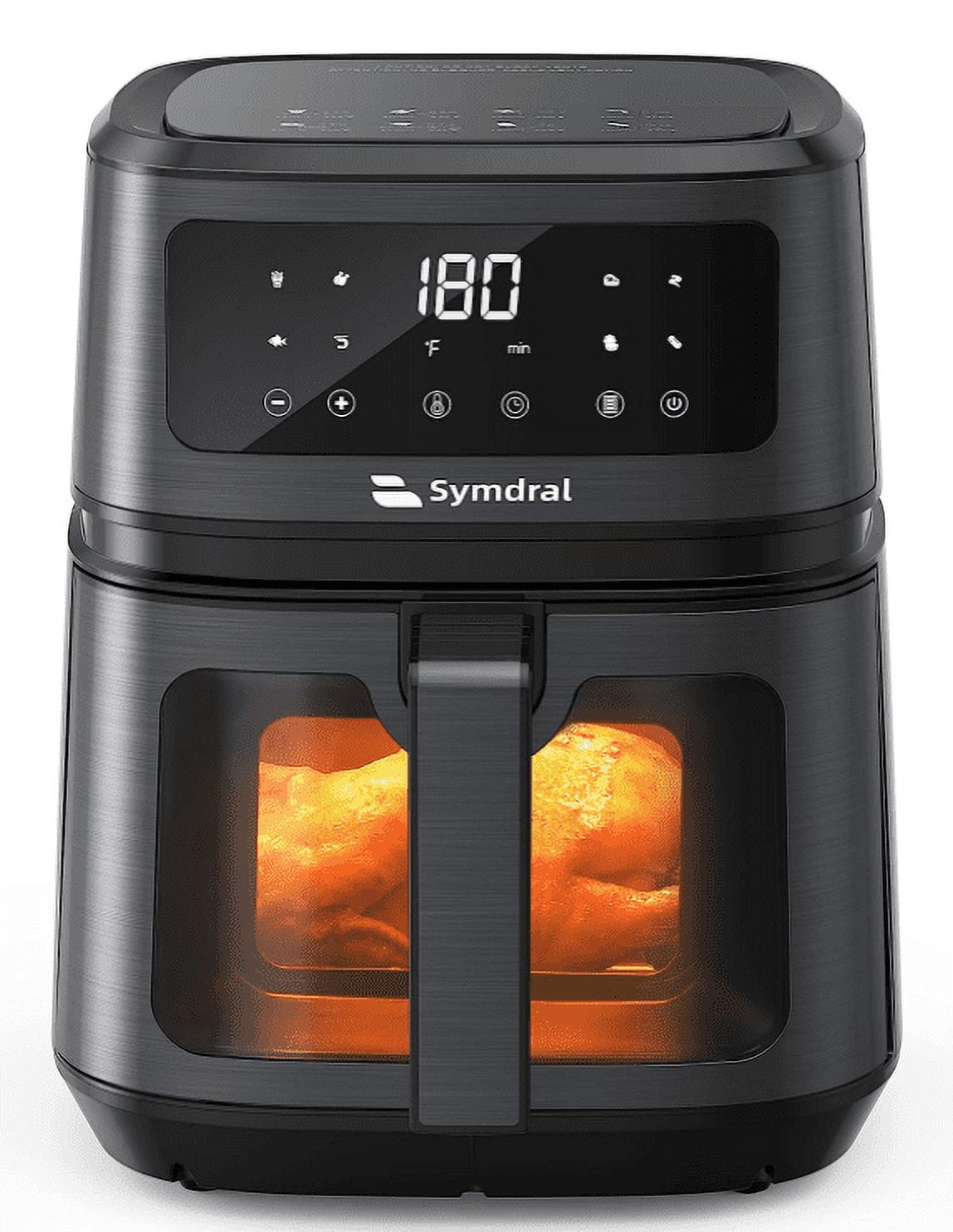 Restored Symdral 8 in 1 5.3 Quart Compact Air Fryers Black SYAF003